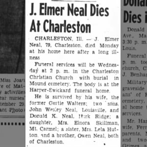 Obituary for J. Elmer Neal
