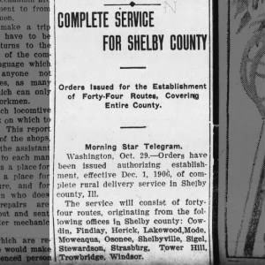 RuralMailServiceBeginsShelbyCountyMattoon Morning Star
Wed, Oct 31, 1906 ·Page 8