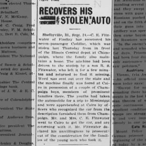 FitzwaterRecoversStolenCarMattoon Commercial-Star
Fri, Sep 25, 1914 ·Page 1