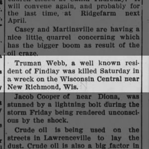 TrumanWebbKilledInAccidentThe Mattoon Commercial
Thu, Aug 23, 1906 ·Page 2